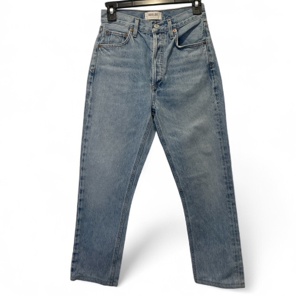Agolde RileyHigh Rise Light Blue Straight Jeans crop size 24